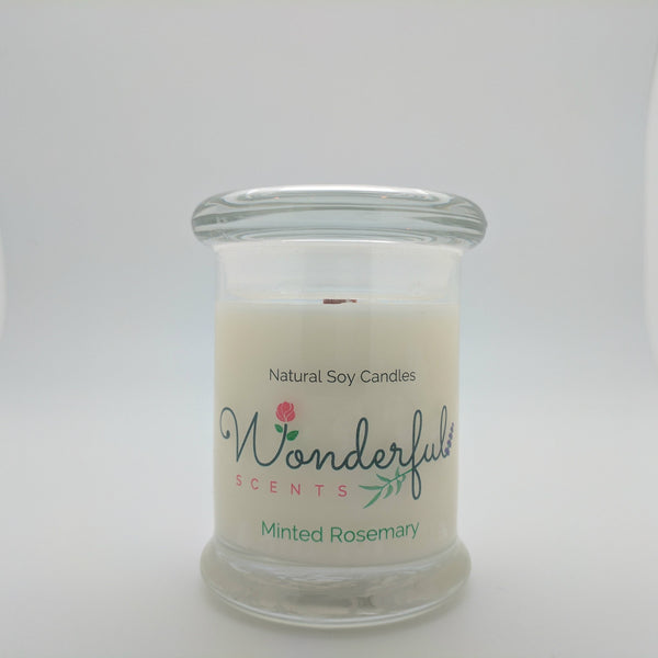 8 oz Minted Rosemary Soy Wax Candle with Wood Wick Status Jar