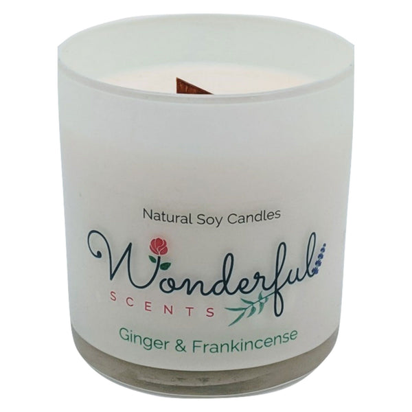 Wonderful Scents 11 oz Tumbler Candle Ginger and Frankincense Wood Wick