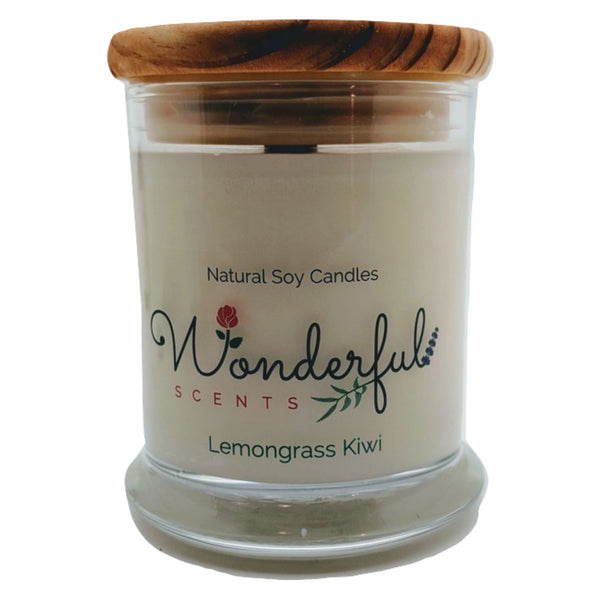 Wonderful Scents 12 oz Wood Wick Scented Candle Lemongrass Kiwi