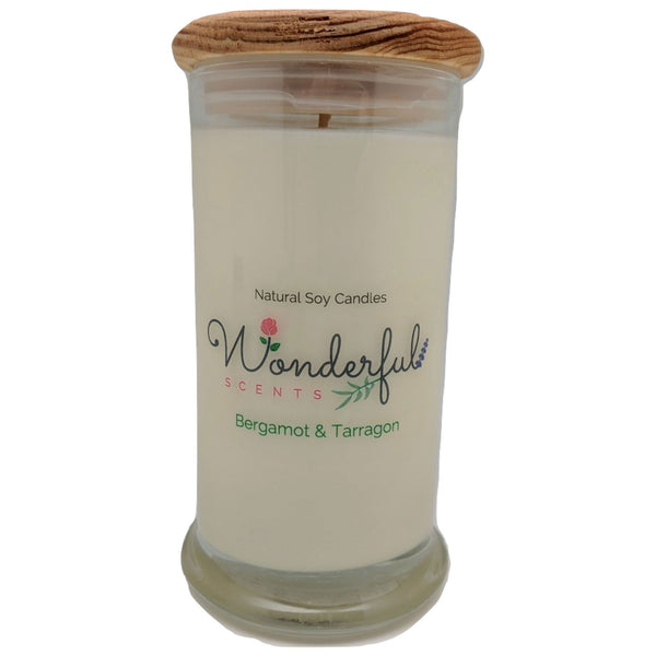 Wonderful Scents 21oz  Bergamot and Tarragon Candle with Cotton Wick