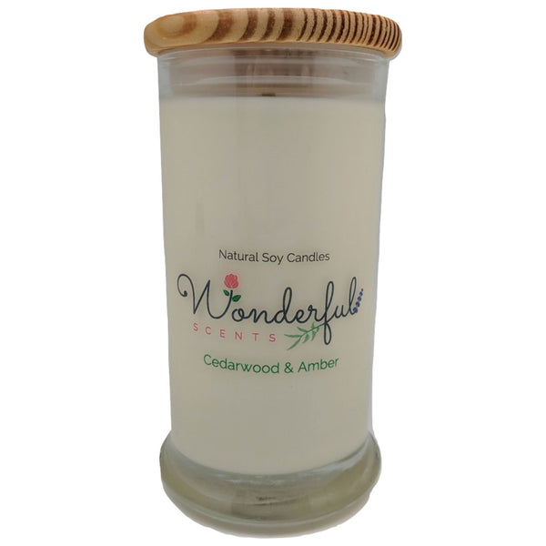Wonderful Scents 21oz  Cedarwood and Amber Candle with Cotton Wick