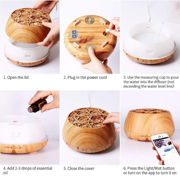 Wonderful Scents 400ml Essential Oil WiFi Diffuser How To Use