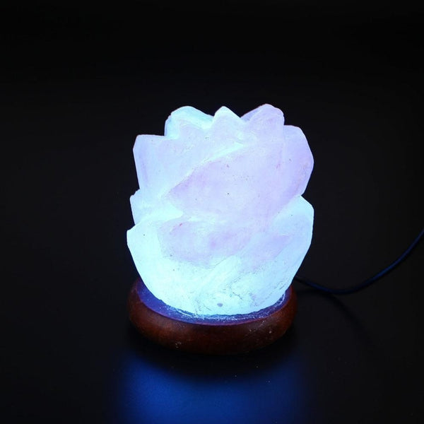 White Glowing Rose Carved Himalayan Salt LED Lamp