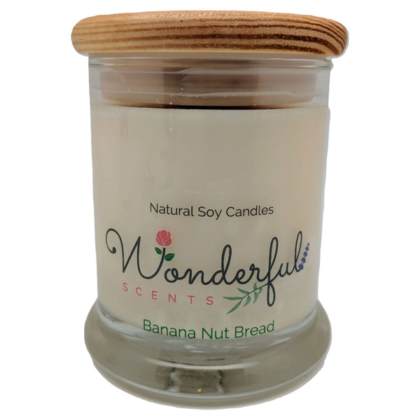 12oz Scented Status Jar Candle Banana Nut Bread Wood Wick With Wood Lid