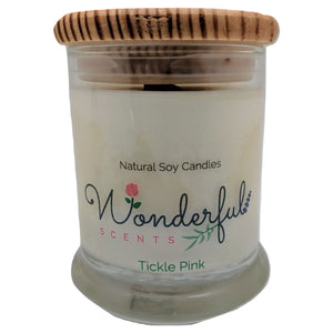 12oz Scented Status Jar Candle Tickle Pink Wood Wick With Wood Lid