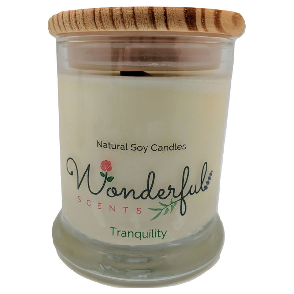 12oz Scented Status Jar Candle Tranquility Wood Wick With Wood Lid