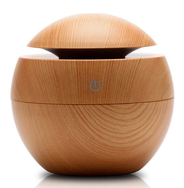 Light Wood Grained130 ml Ultrasonic Cool Mist Essential Oil Diffuser with LED