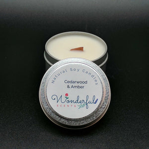 4 oz Soy Wax Travel Tin Candles With Wood Wick