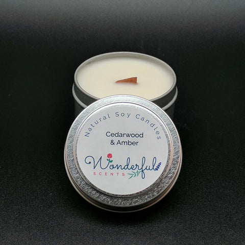 4 oz Soy Wax Travel Tin Candles With Wood Wick