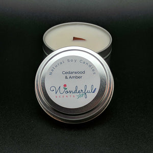 6 oz Soy Wax Travel Tin Candles With Wood Wick