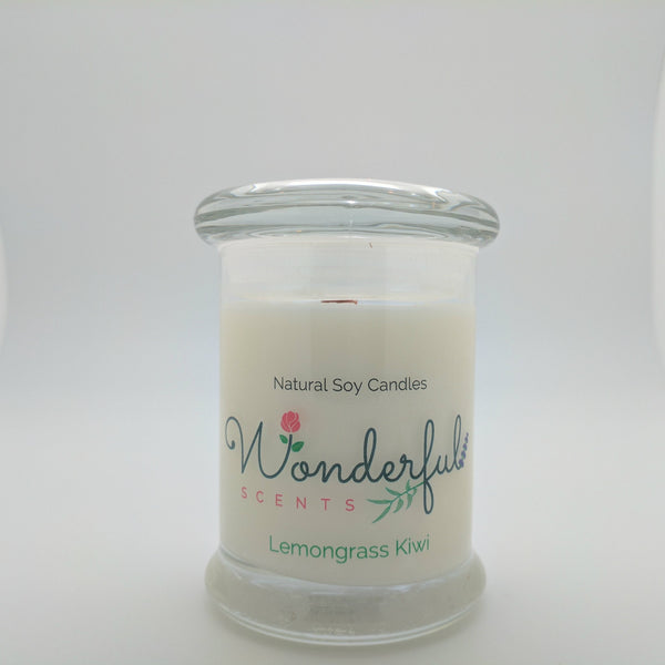 8 oz Lemongrass Kiwi Soy Wax Candle with Wood Wick Status Jar