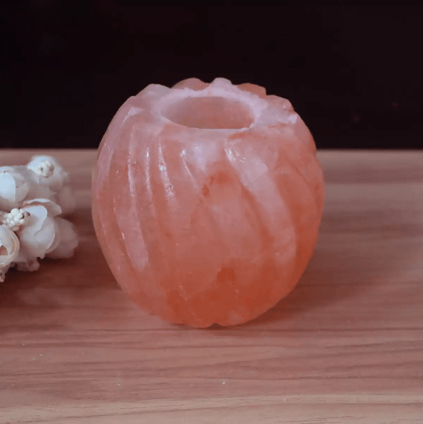 Spherical Flower Himalayan Salt Lamp Candle Holder Unlit
