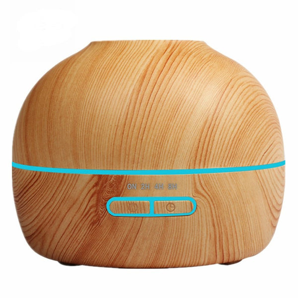 Light Wood Grained 300ml Wood Grained Essential Oil Diffuser with 7 Color LED Lights