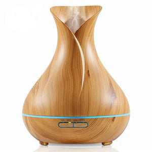 400ml Light Wood Grain Vase Style Essential Oil Diffuser