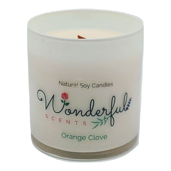 Wonderful Scents 11 oz Tumbler Candle Wood Wick Orange Clove