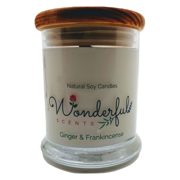Wonderful Scents 12 oz Wood Wick Scented Candle Ginger and Frankincense