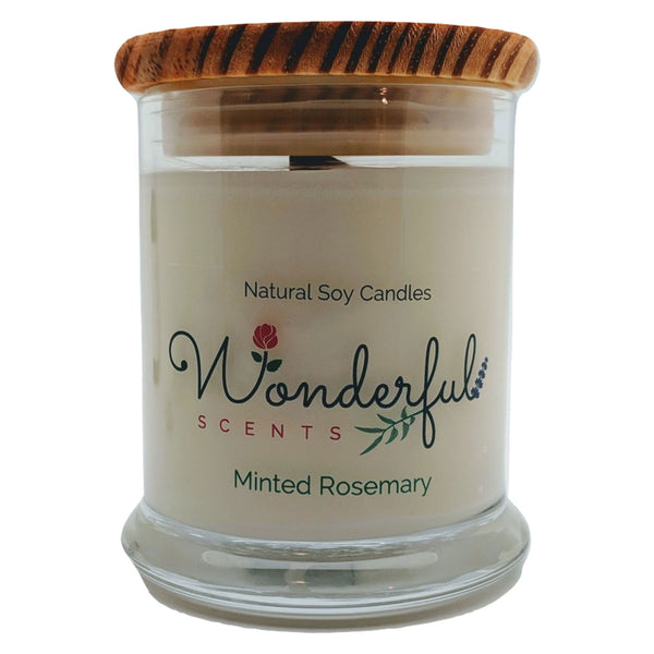 Wonderful Scents 12 oz Wood Wick Scented Candle Minted Rosemary