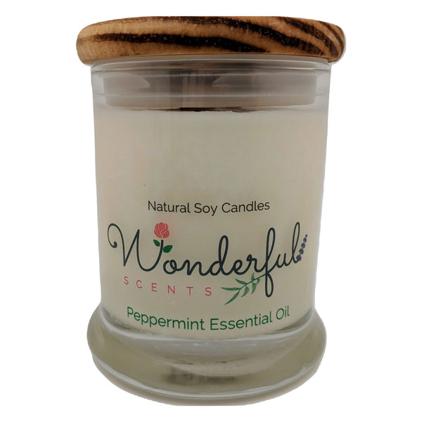 Wonderful Scents 12 oz Wood Wick Scented Candle Peppermint Essential Oil
