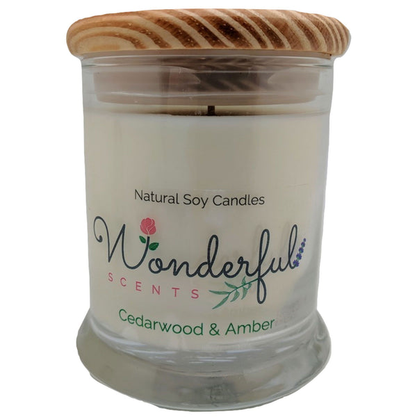 Wonderful Scents 12oz Soy Cedarwood and Amber Candle with Cotton Wick