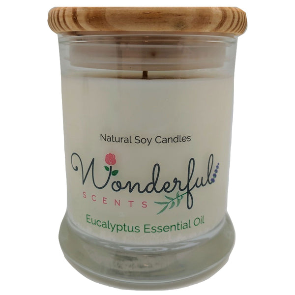 Wonderful Scents 12oz Soy Eucalyptus Essential Oil Candle with Cotton Wick