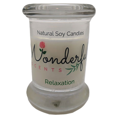 Wonderful Scents 2.75oz Relaxation Status Jar Candle Cotton Wick Glass Lid