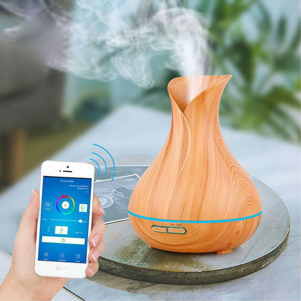 Smart Home Essential Oil Diffuser | Alexa and Google Home | Light Wood