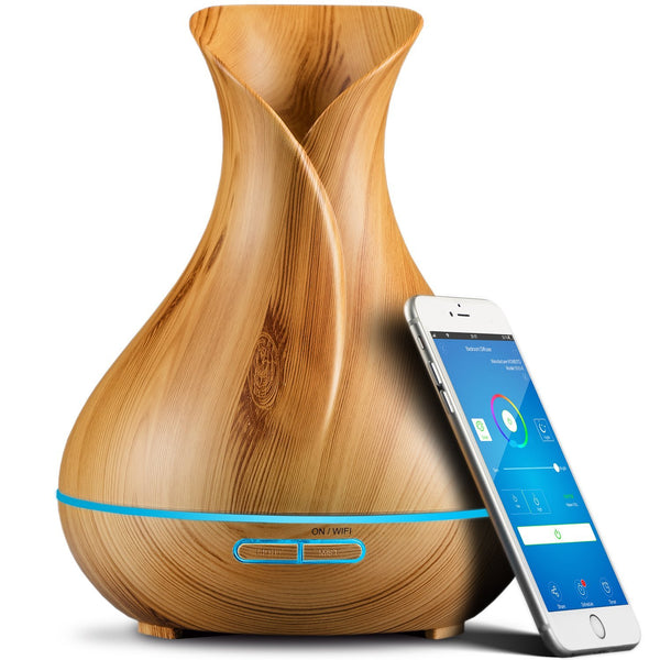 Wonderful Scents WiFi Vase Essential Oil Diffuser Light Wood