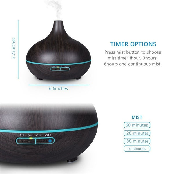 300 ml Essential Oil Diffuser With Dark and Light Wood Grain – Oneself ...