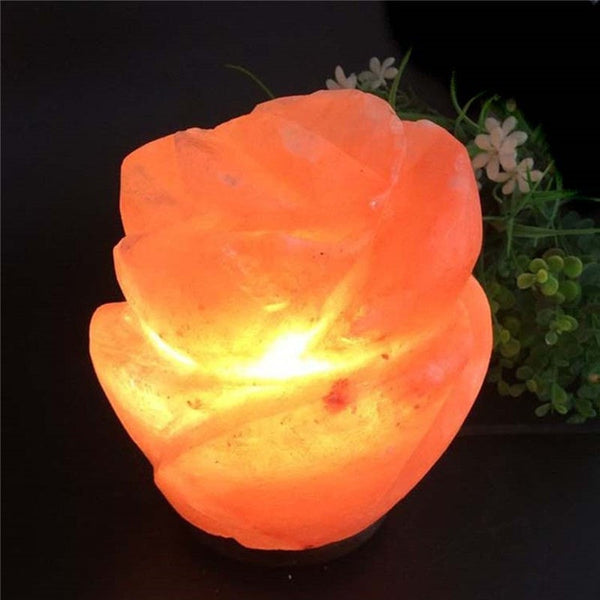 Hand Carved Rose Natural Himalayan Salt Lamp Crystal
