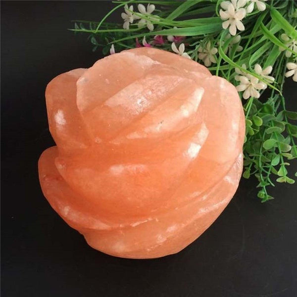 Unlit Hand Carved Rose Natural Himalayan Salt Lamp Crystal