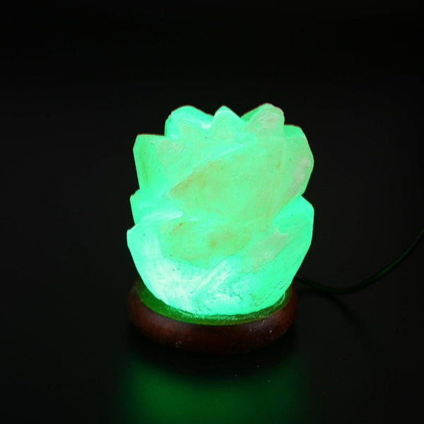 Green Glowing Rose Carved Himalayan Salt LED Lamp