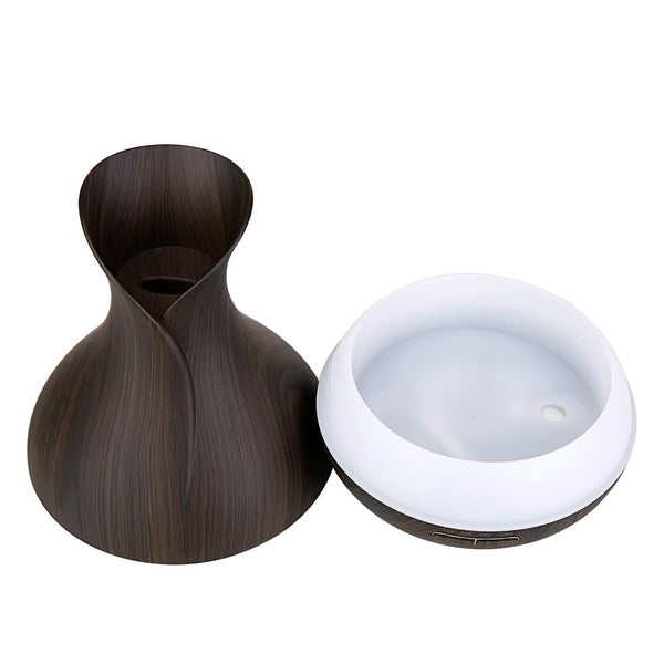 400ml Dark Wood Grain Vase Style Essential Oil Diffuser